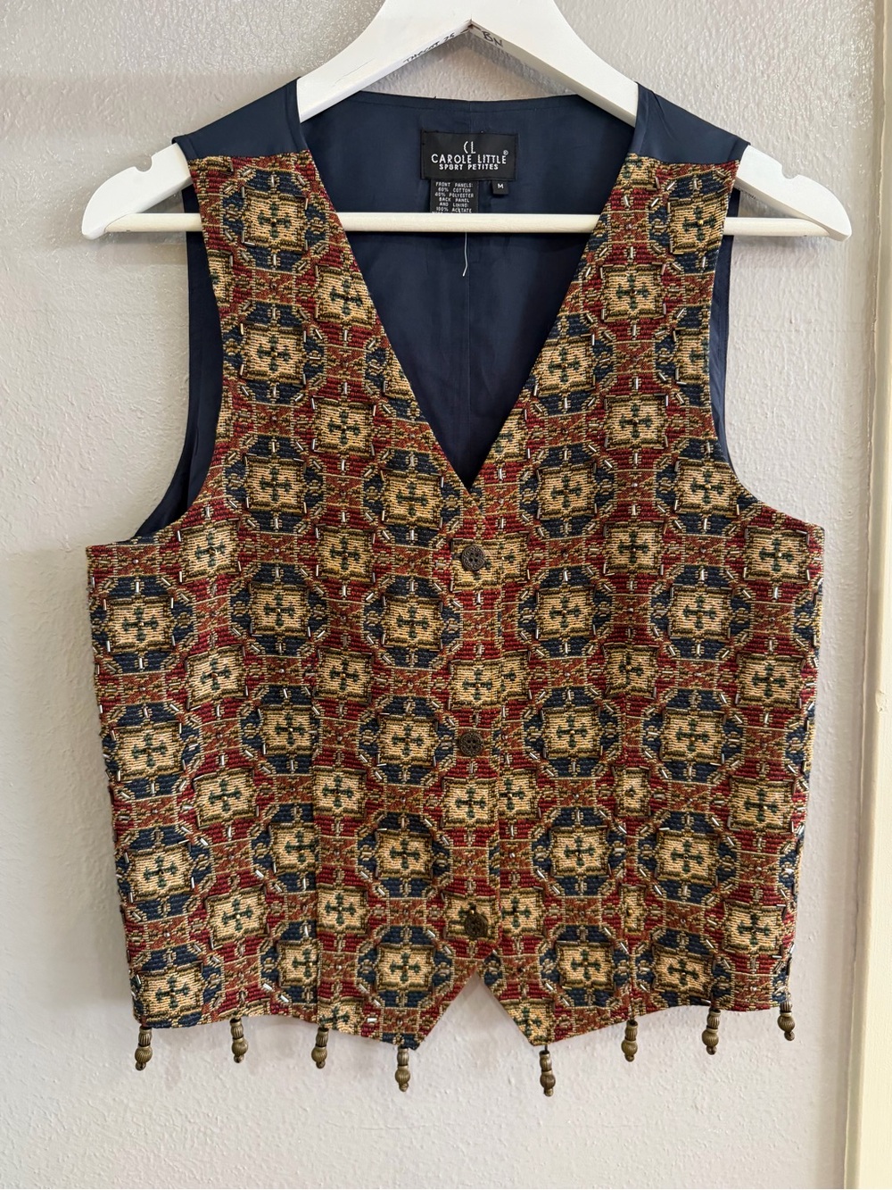 Carole Little Women's Red Multi Patterned Embellished Vest